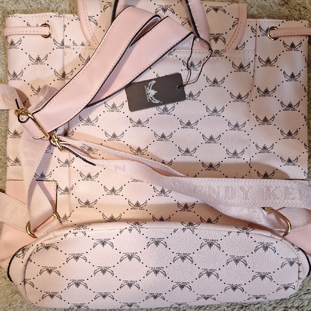 Pink Patterned Women's Backpack - Picture 3 of 5